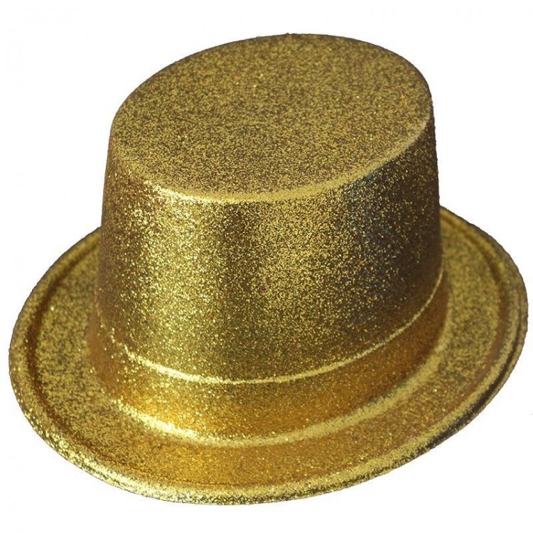 Gold Color Long Plastic Glitter Party Hat