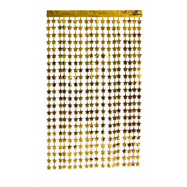 Gold Color Star Shaped Metallized Fringed BackgroundCurtain Decoration