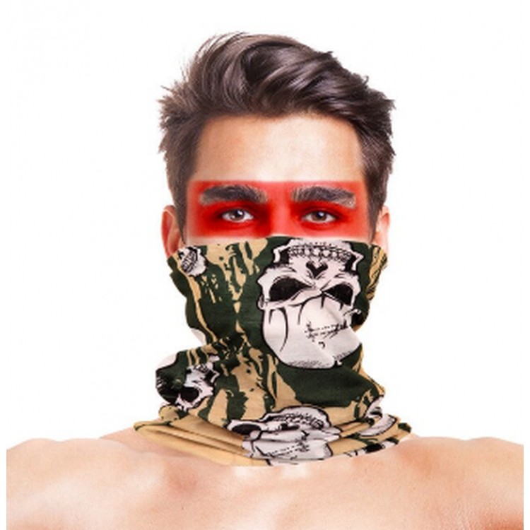 Paphos Bandana Military Green Skull Mask
