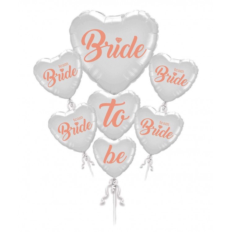 Bride To Be Team Bride Foil Balloon BouquetSet of 5 Rose Gold Color 100 cm