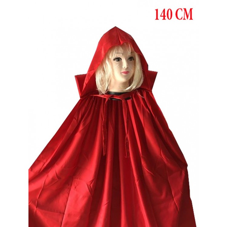 Halloween Hooded + Collared Cloak Red 140 cm
