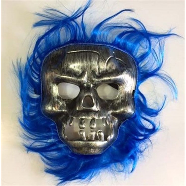 Halloween Mask with Dark Blue Hair