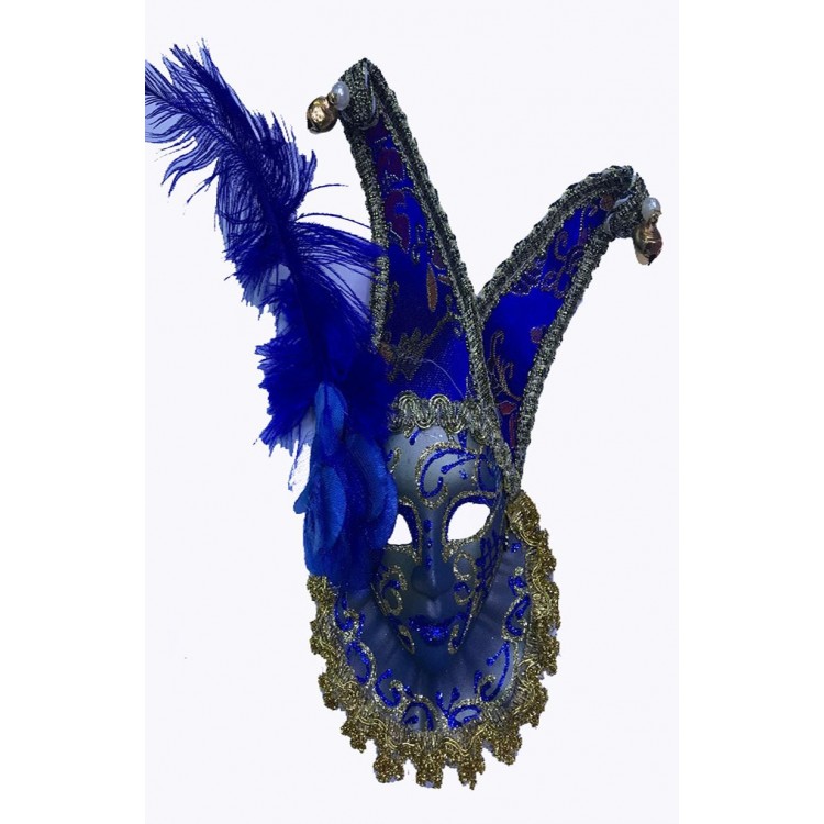Rattle Decorative Feather Ceramic Mask Blue Color