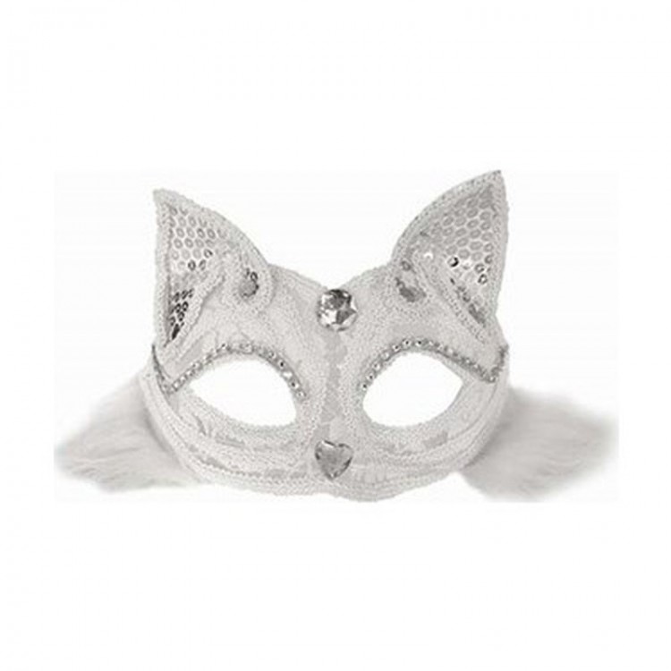 Lacy Cat Mask White Color Adult