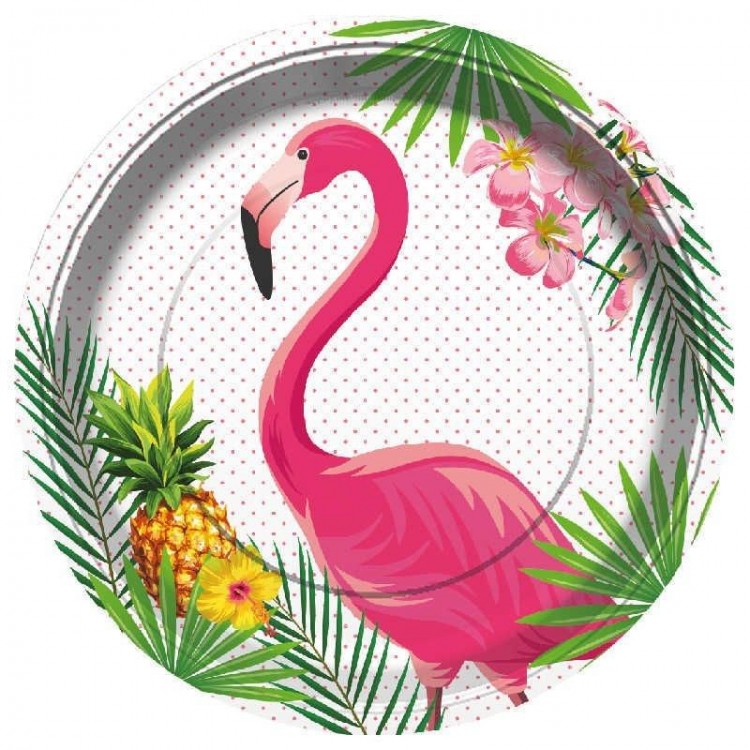 Flamingo Themed Party Plate 8 Pieces