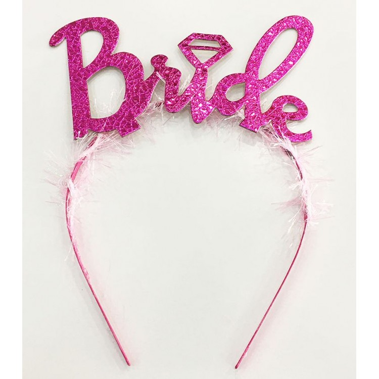 Fuchsia Color Bachelorette Italic Text Wedding Ring Bride Crown