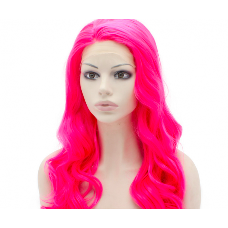Fuchsia Color Wavy Long Party Wig Fake Hair