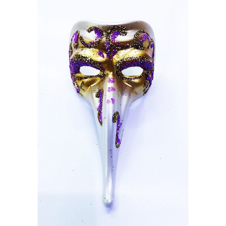 fuchsia Venetian Long Mask Made of Color Embroidered Ceramic MaterialMagnet