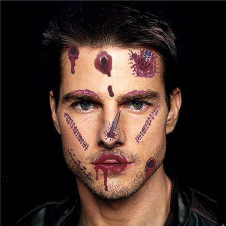 Temporary Face Tattoo Wound Model Patterned