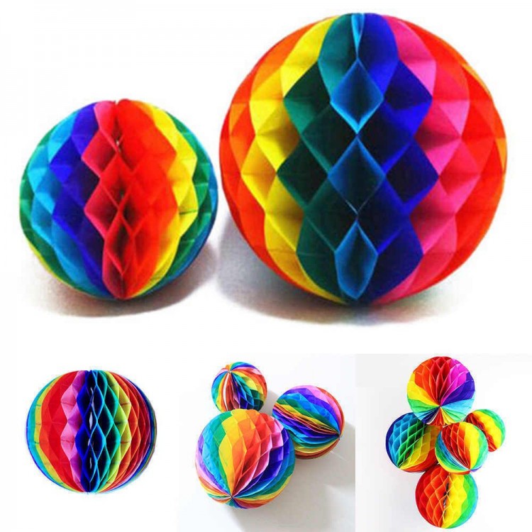 Rainbow Colored 30 cm Colorful Paper Ornament Lantern1 Piece