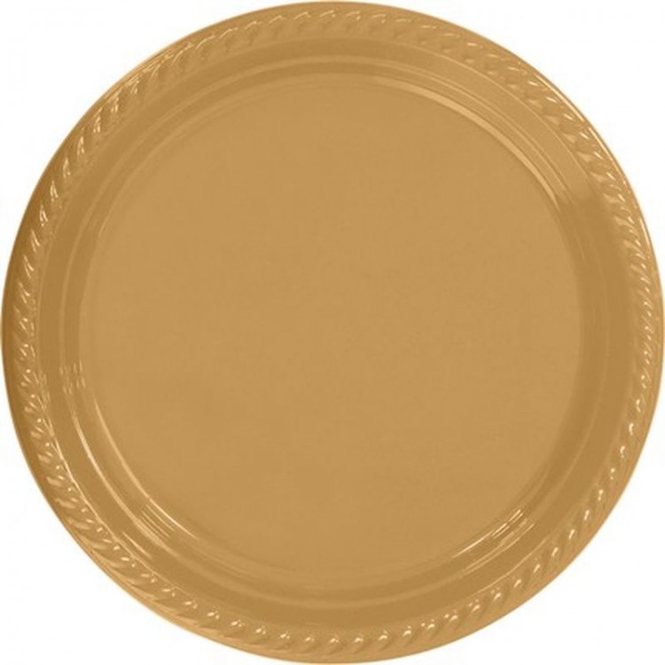 Gold Plastic Plate 22 cm 25 pieces