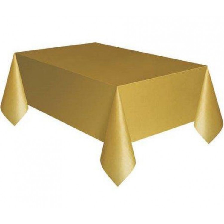 Gold Color Plastic Tablecloth 120X180 cm