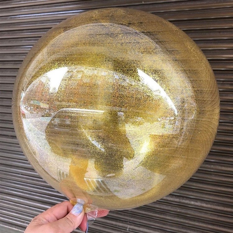 Gold Glitter Round Transparent Balloon 24 Inch