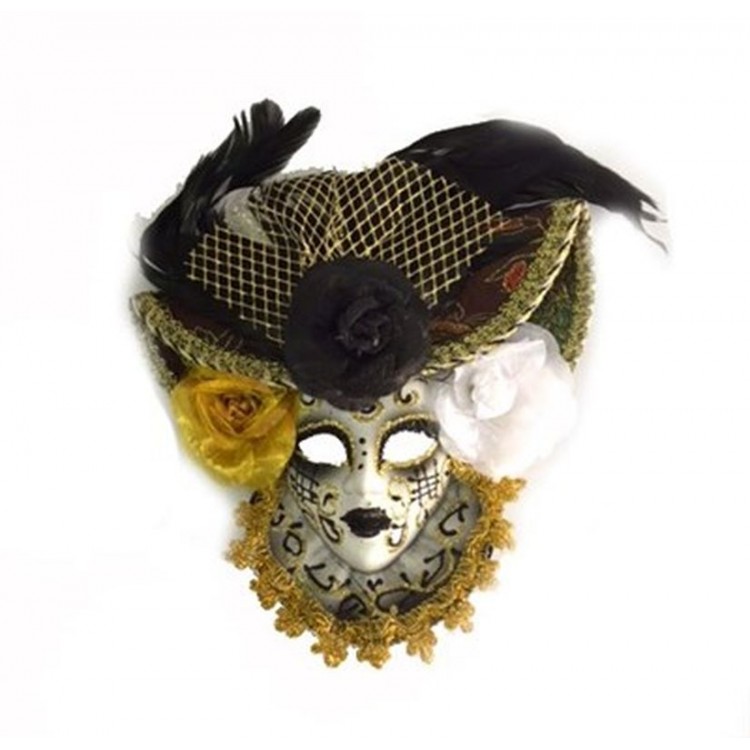 Decorative Ceramic Mask with Roses Black Color