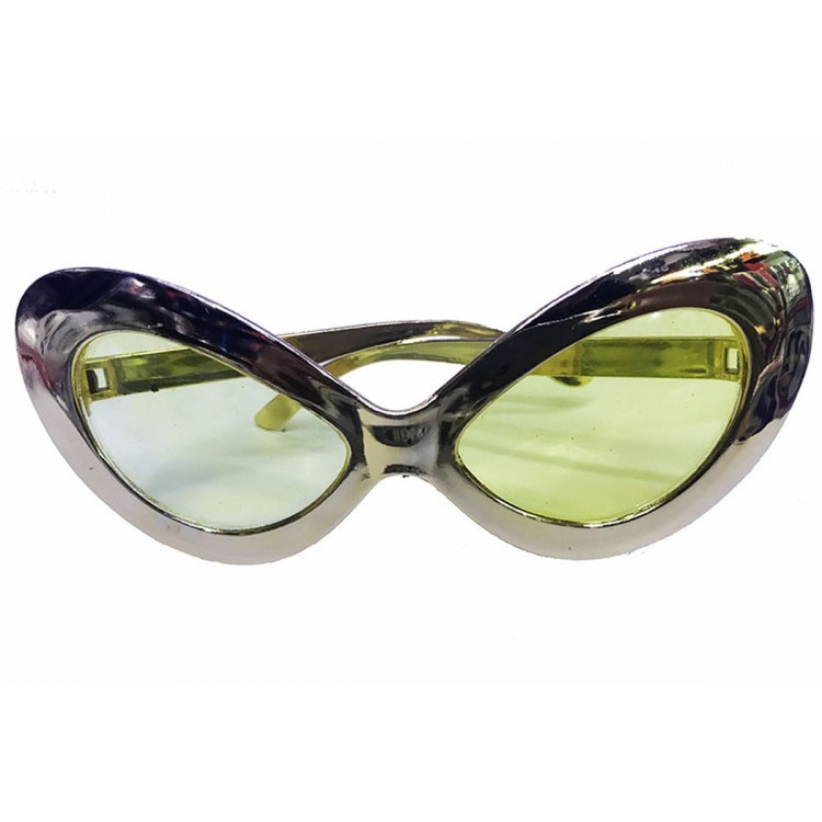 Metalized Yeşilçam 80's and 90's Party Glasses Silver Color 15x7 cm