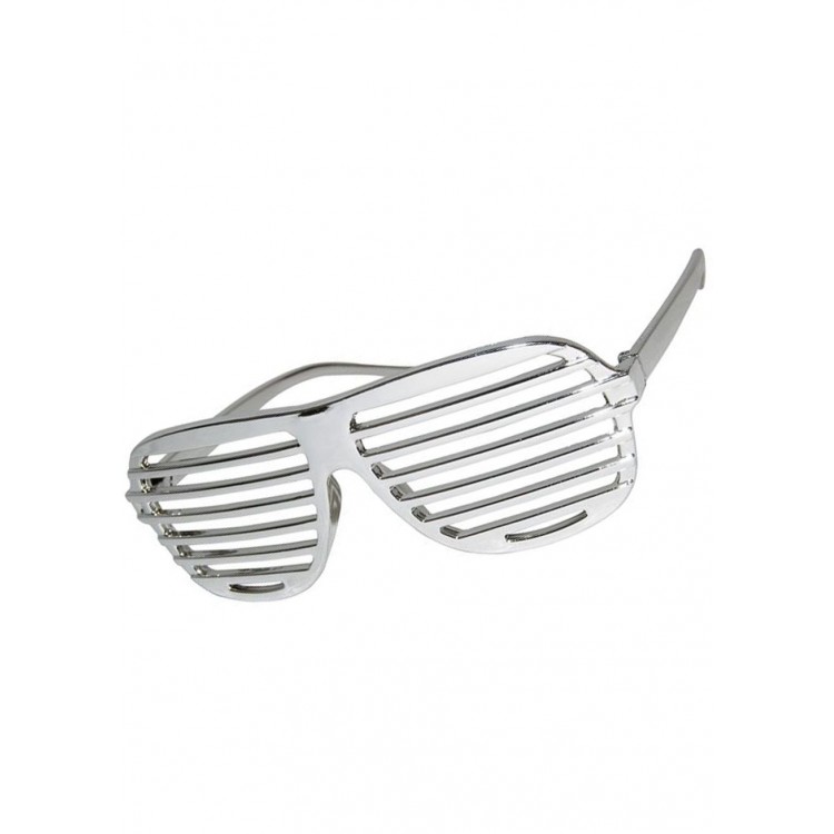 Metallized Shutter Shaped Shiny Party Glasses Silver Color 15x6