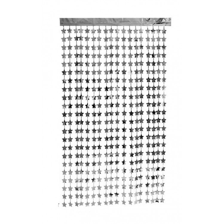 Silver Color Star Shaped Metallized Fringed BackgroundCurtain Decoration