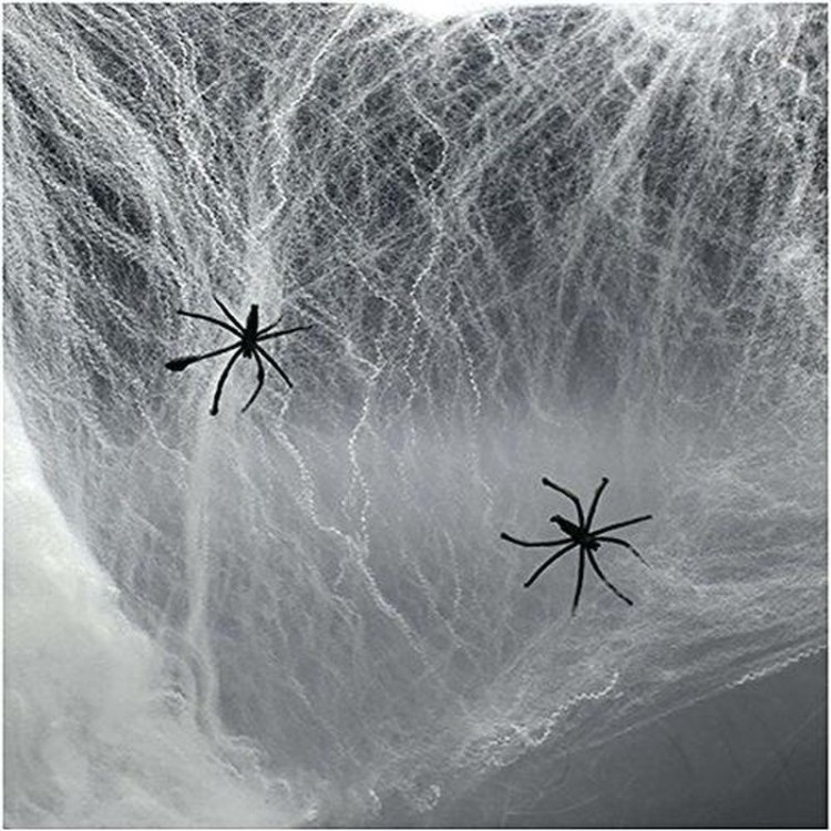 White Color Spider Web and Black Spiders Set 60 gr