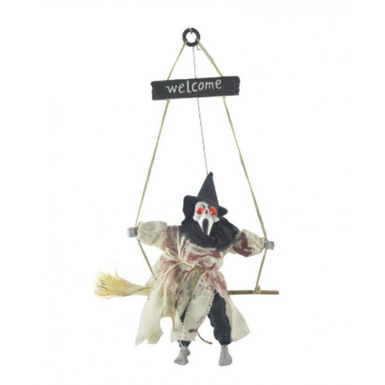 Halloween Welcome Skeleton with Sensor, Sound and Light, White