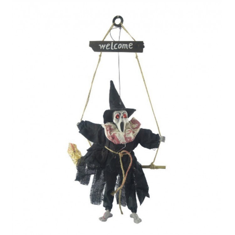Halloween Welcome Skeleton with Sensor, Sound and Light, Black