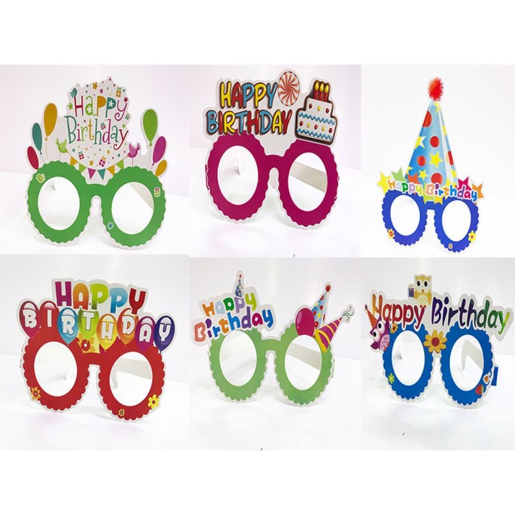 Happy Birthday Birthday Cardboard Glasses 6 Pieces