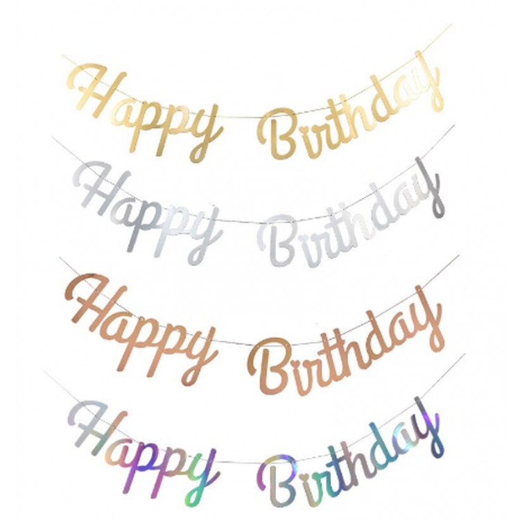 Happy Birthday Pennant Ornament Flag 1 Piece FuchsiaRenk