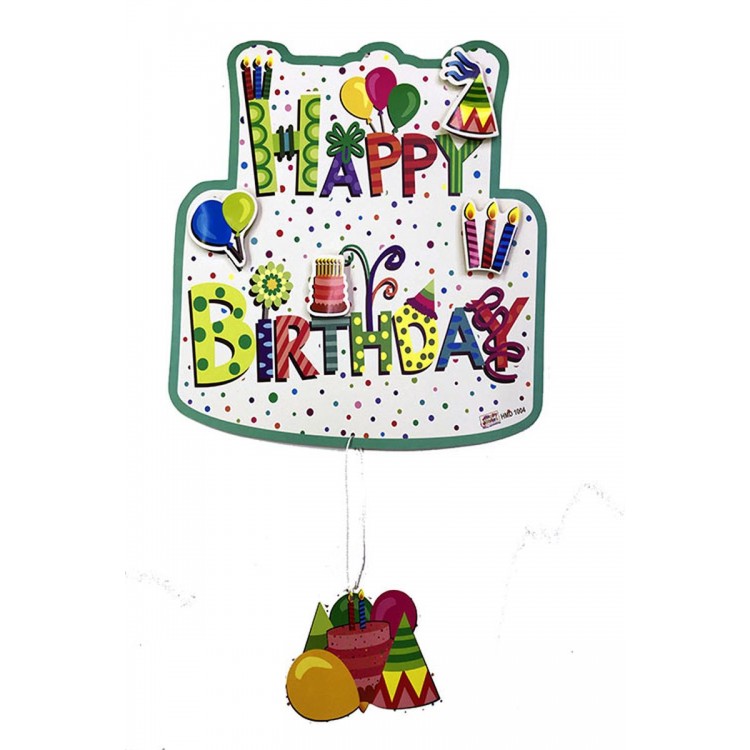 Hanging 3D Birthday Decoration with Happy Birthday Written
