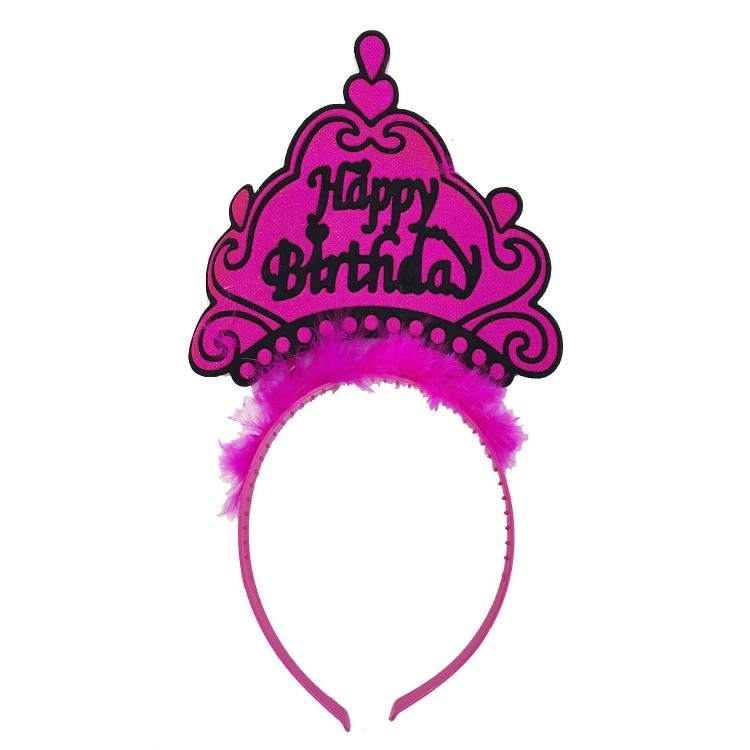 Happy Birthday Neon Fuchsia Color Birthday Crown 24x15 cm