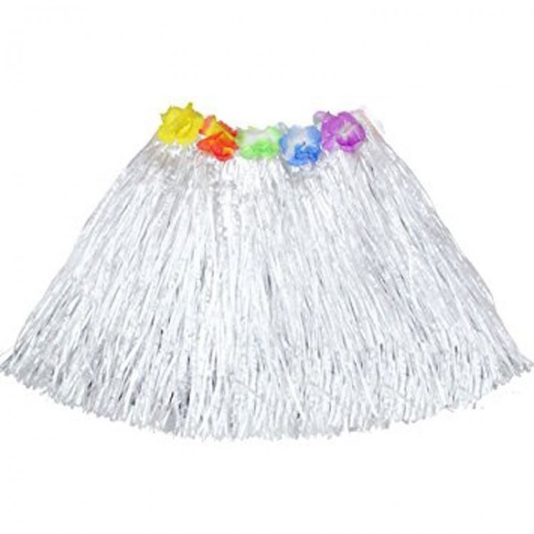 Hawaiian Hula Skirt White Color 40 cm