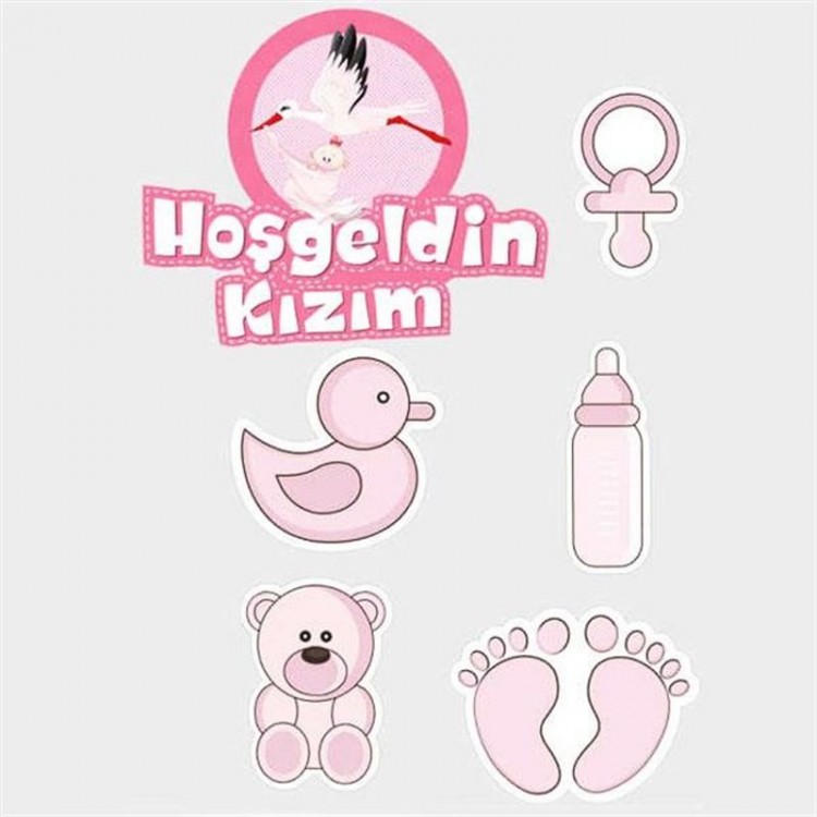 Welcome Daughter Baby Shower Sticker Label Set 6Adet