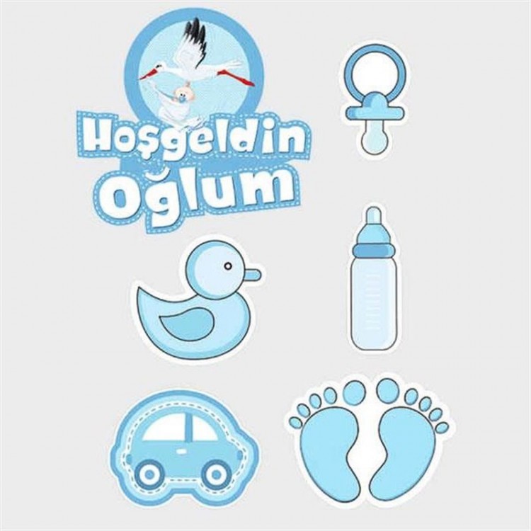 Welcome Son Baby Shower Sticker Label Set 6Adet
