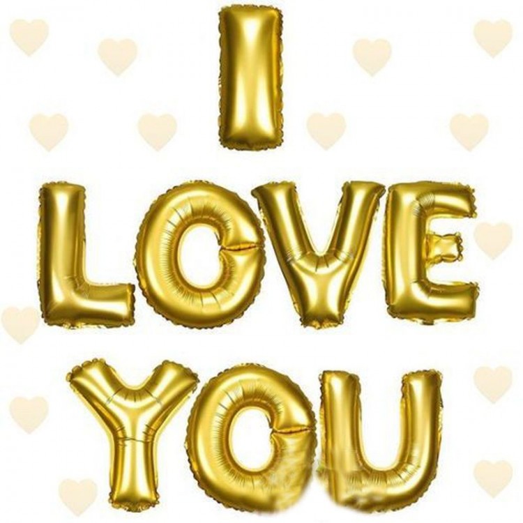 I Love You Foil Balloon Gold Color 35CM