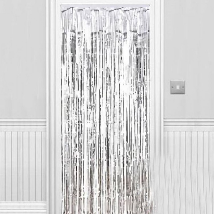 Sparkling Wall and Door Curtain Silver 90x200 cm