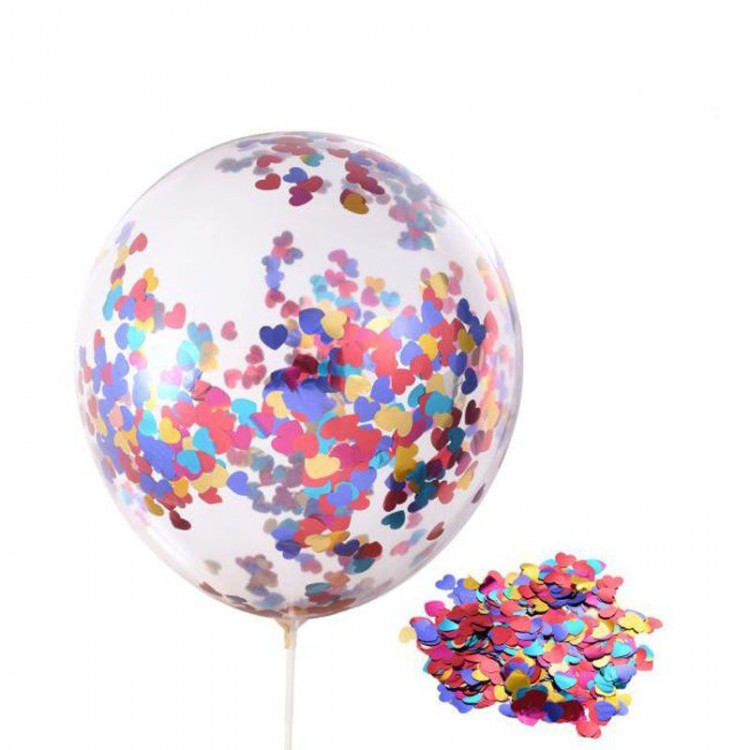 Heart Sequin Transparent Round Balloon 24 Inch