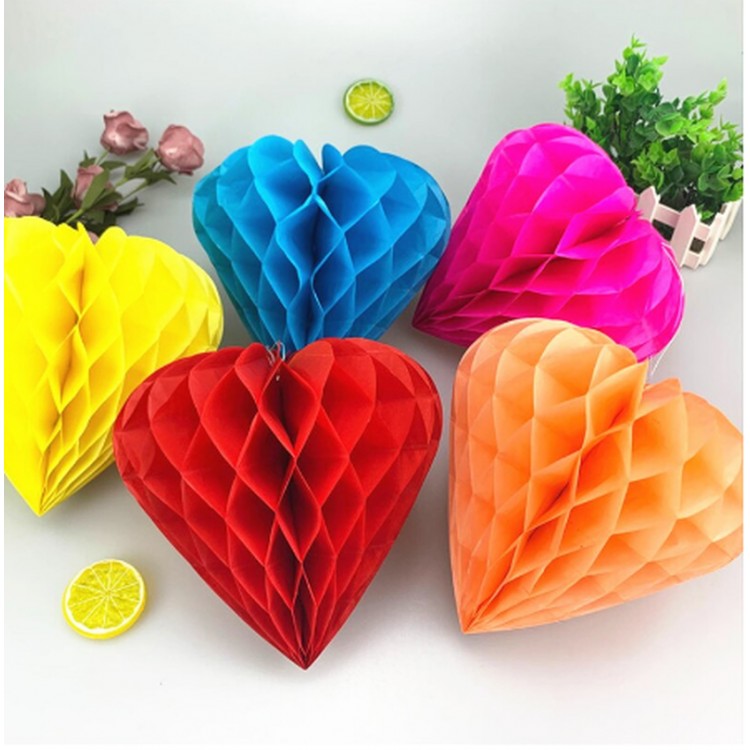Heart Shaped Paper Lantern 25 cm 4 Pieces