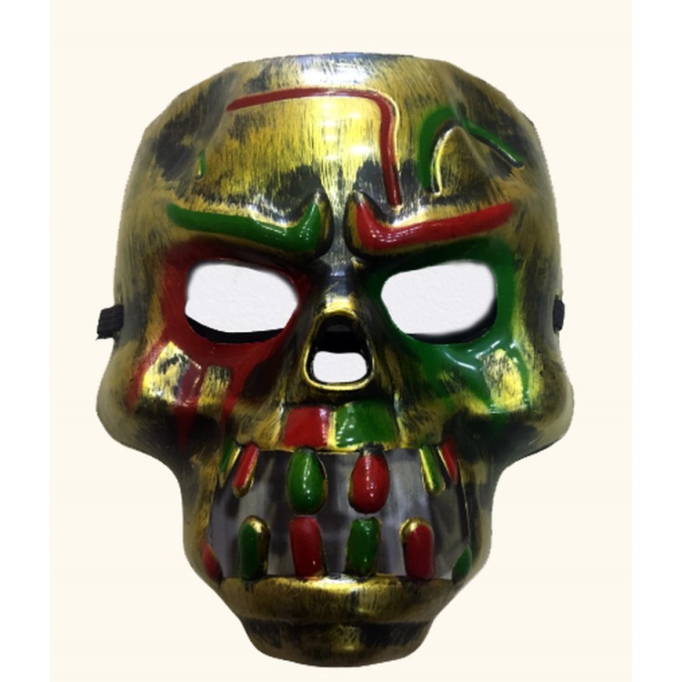 Red Bloody Gear Dracula Skull Mask Gold Color