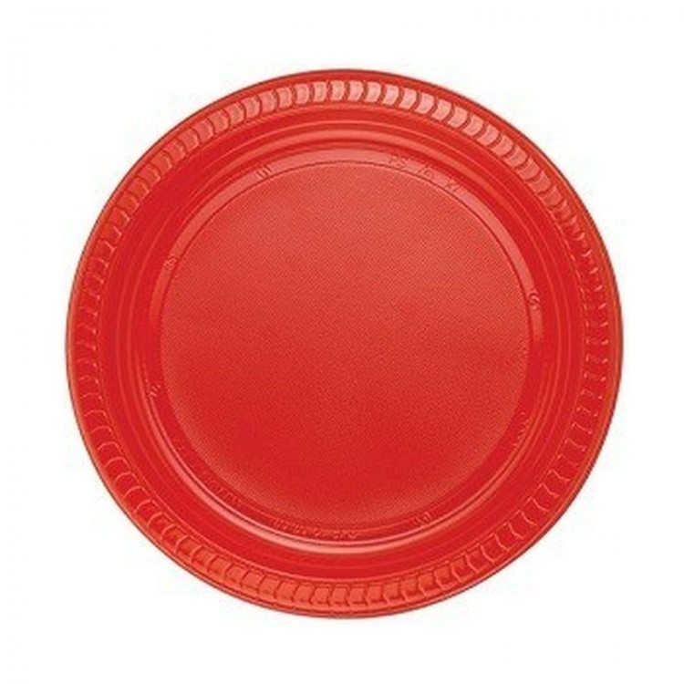 Red Plastic Plate 22 cm 25 pieces