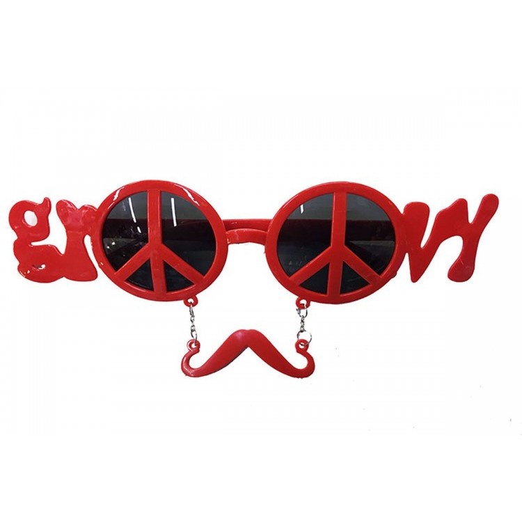 Red Color Groom Written Mustache Groom Glasses 7x21 cm