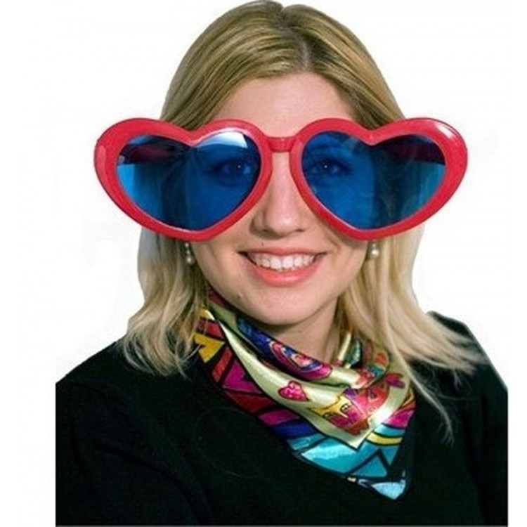 Red Color Mega Size Jumbo Heart Shaped Party Glasses