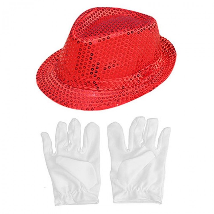 Red Colored Sequined Children's Hat and White Color Children's HatEldiveni