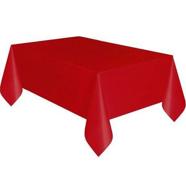 Red Color Plastic Tablecloth 120x180 cm