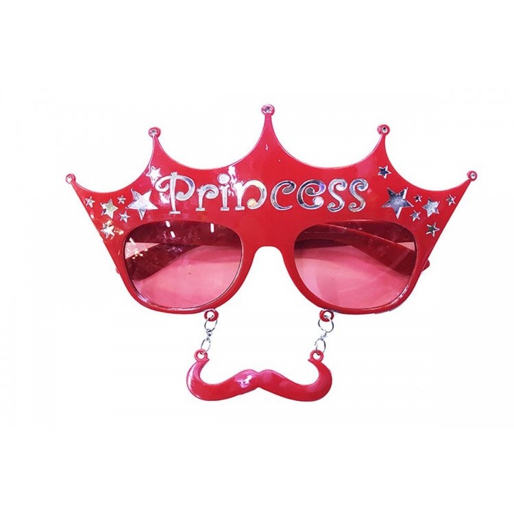 Red and Silver Color Princess Written Party Glasses 10x17 cm