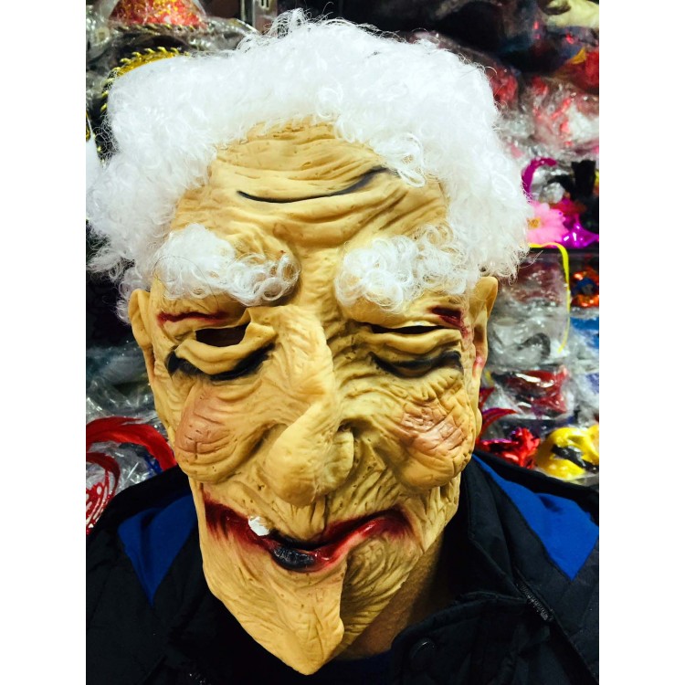 Latex White Haired Grandfather Mask