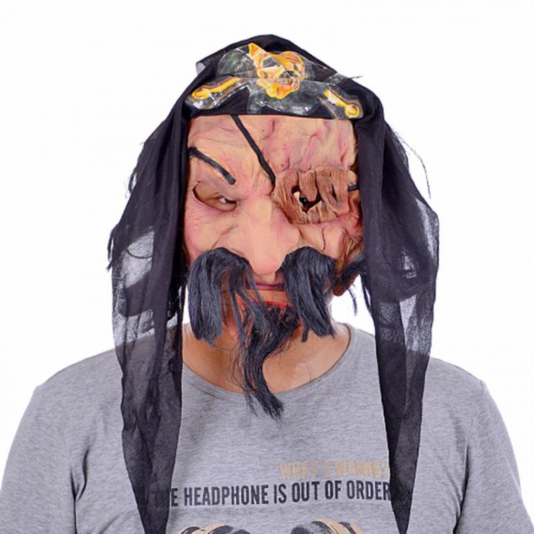 Latex Haired Bearded Pirate Mask