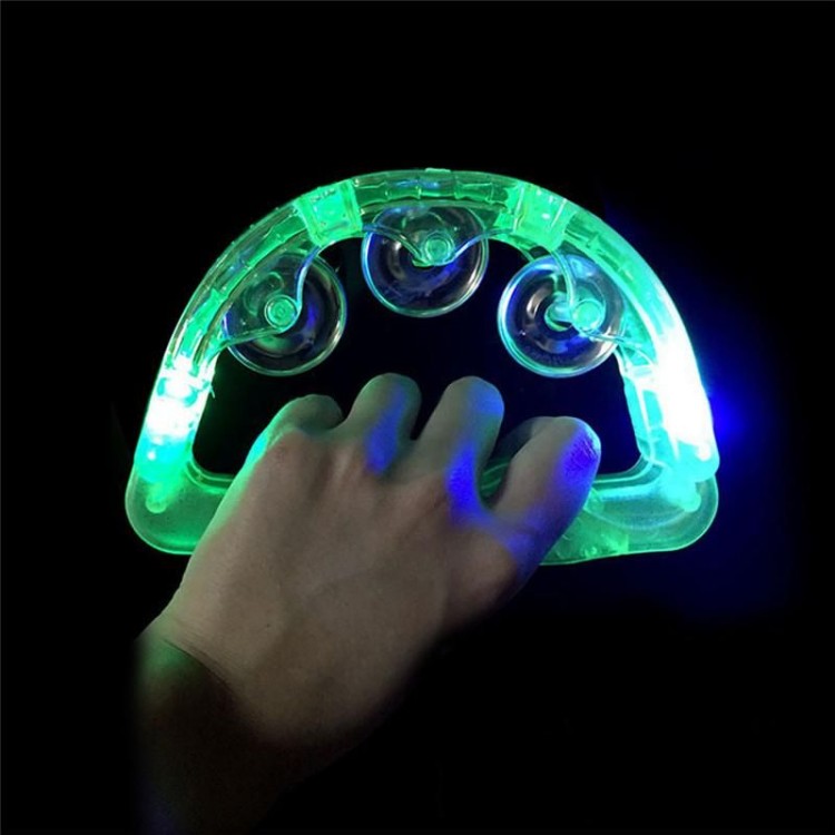 Battery Operated Flashing Luxury Entertainment Tambourine with LED LightsGreen Color