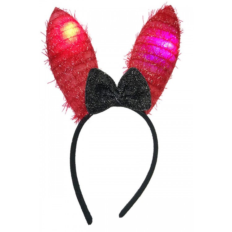 Red Color Rabbit Crown with LED Lights and Flashing Tassels