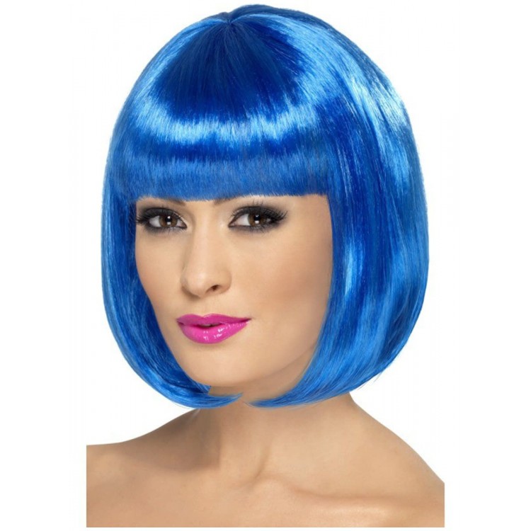 Blue Color Party Wig Short Blunt Hair