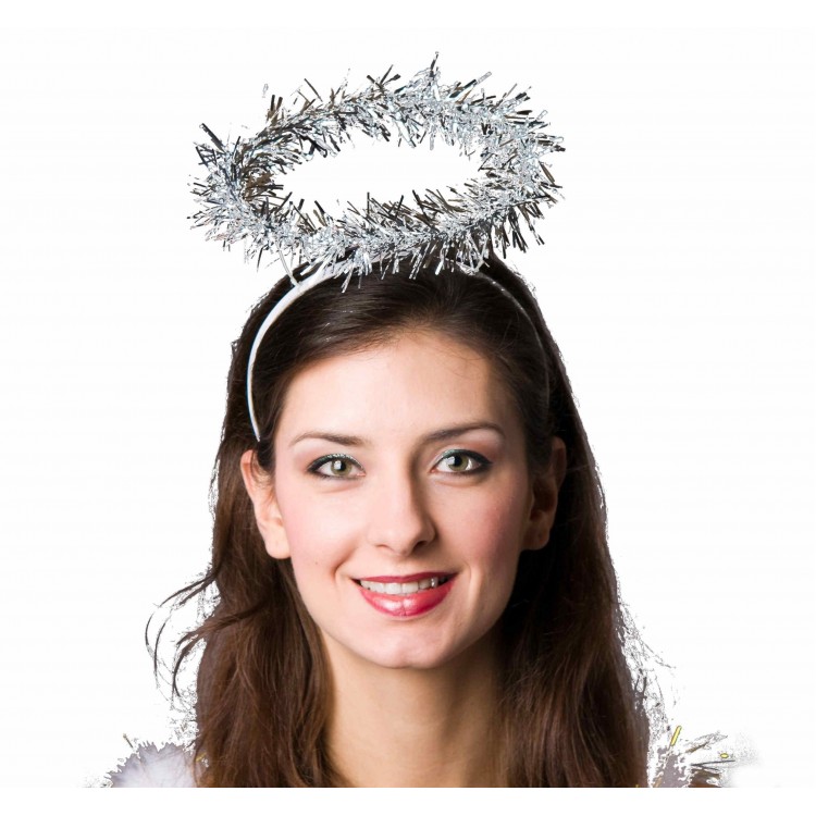Metallized Color Glitter Embroidered Angel Crown Moire Party Crown