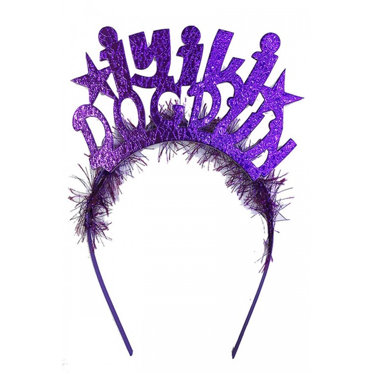 Purple Color Happy Birthday Written Eva Birthday Party Crown