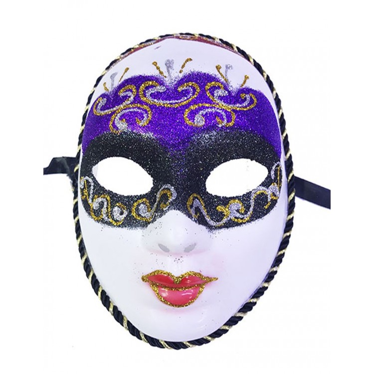 Purple Color Masquerade Glitter New Year Party Mask Full Face Adult